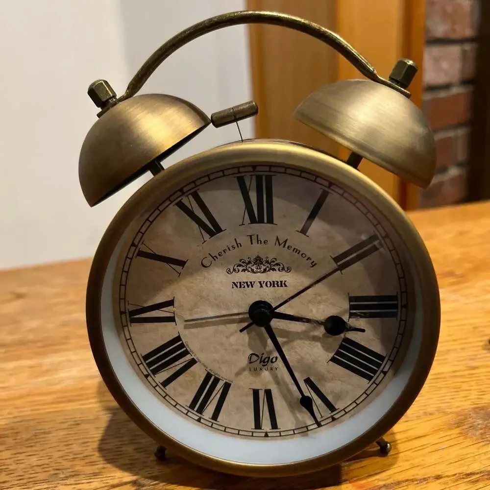 1PC Retro Round‎ Desktop Clock Bell Small Alarm Clock for Home